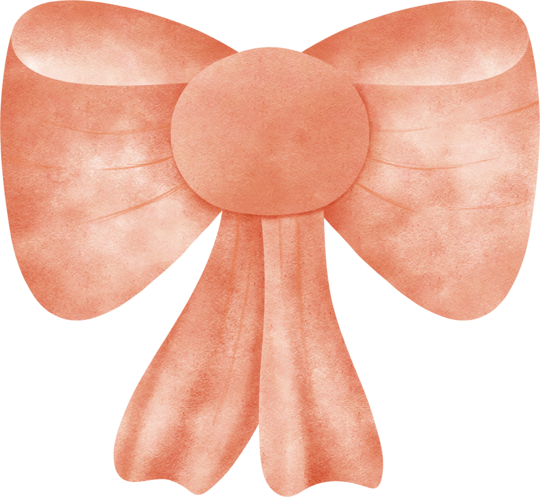Bow watercolor style. The bow is orang color. png