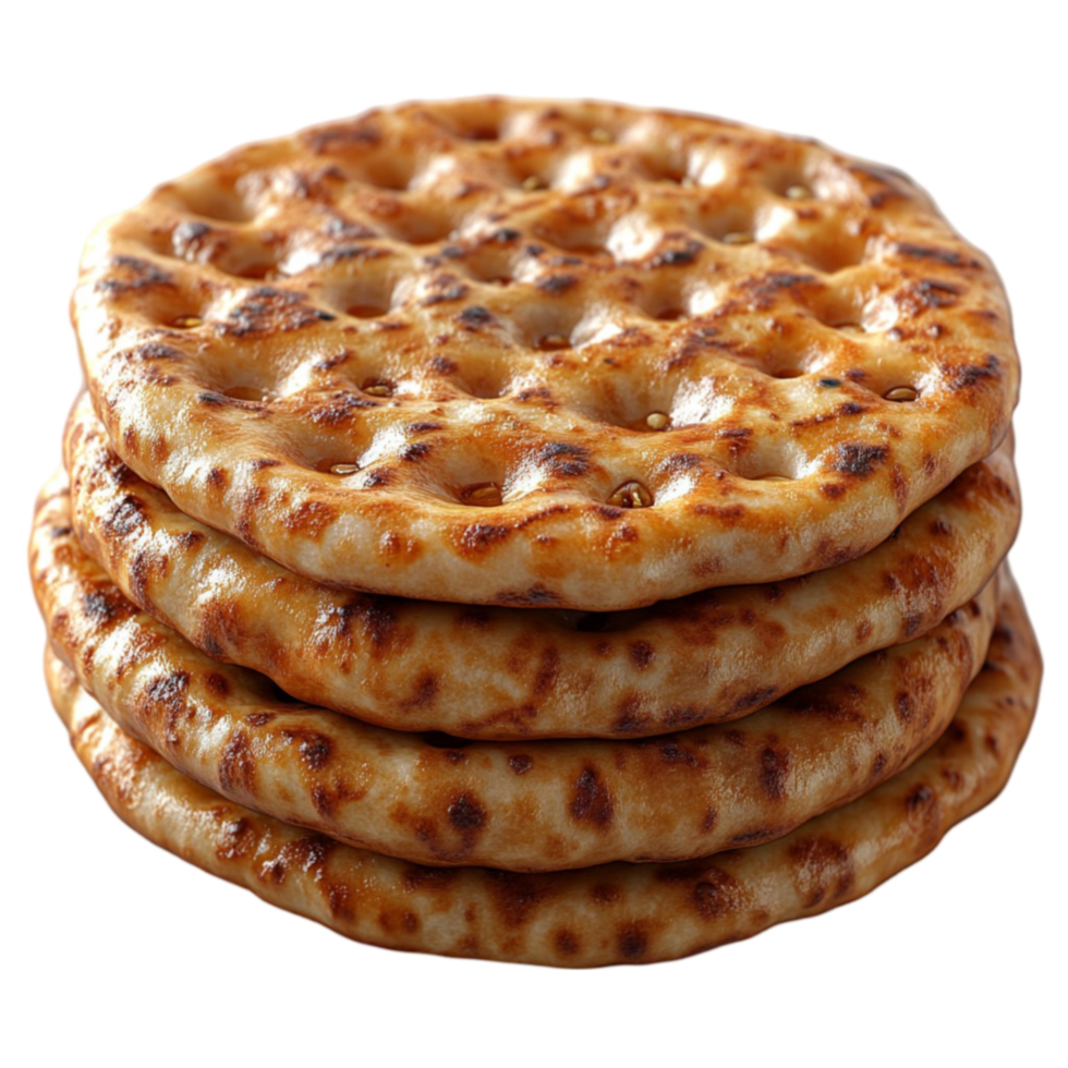a stack of flatbreads on a white background png