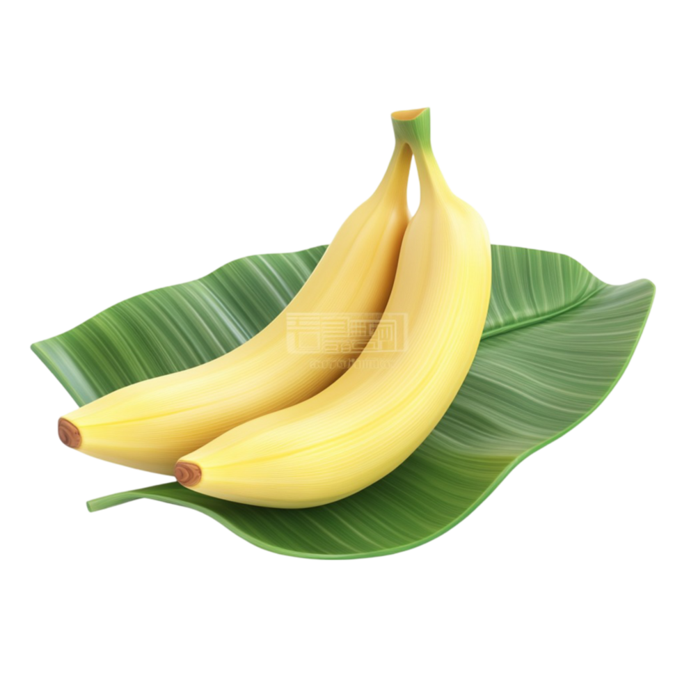 Banana on Leaf with Fresh Green Leaves png