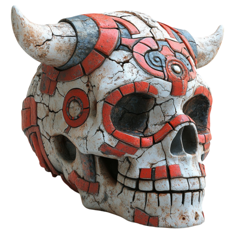 Skull with Horns and Red Accents png