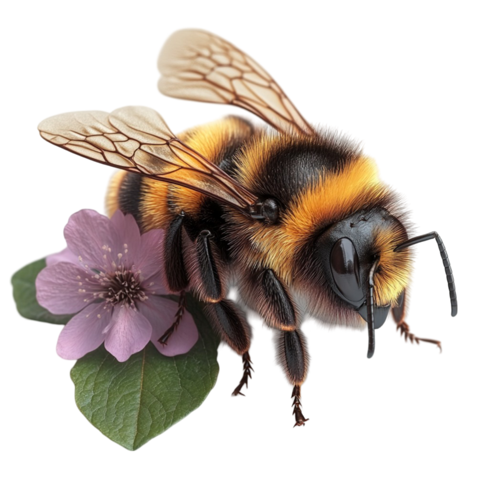 Bee with Flowers on Transparent Background png
