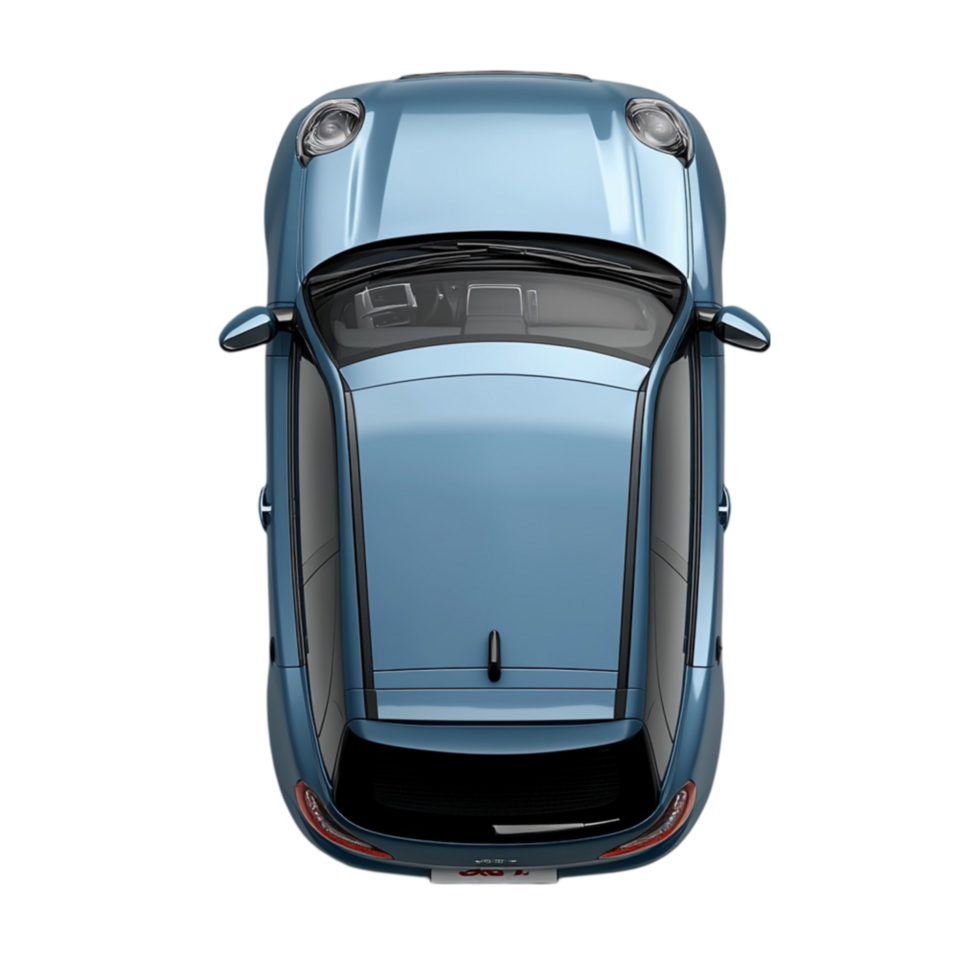 Top View of Blue Car on Transparent Background png