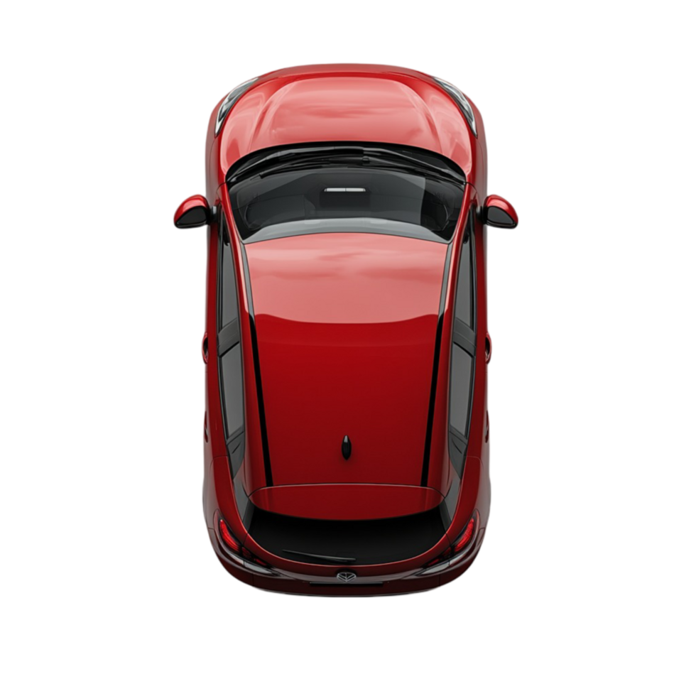 Top View of Red Car on Transparent Background png