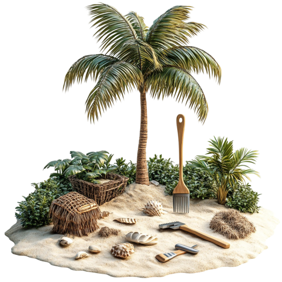 Island with Palm Tree and Beach png