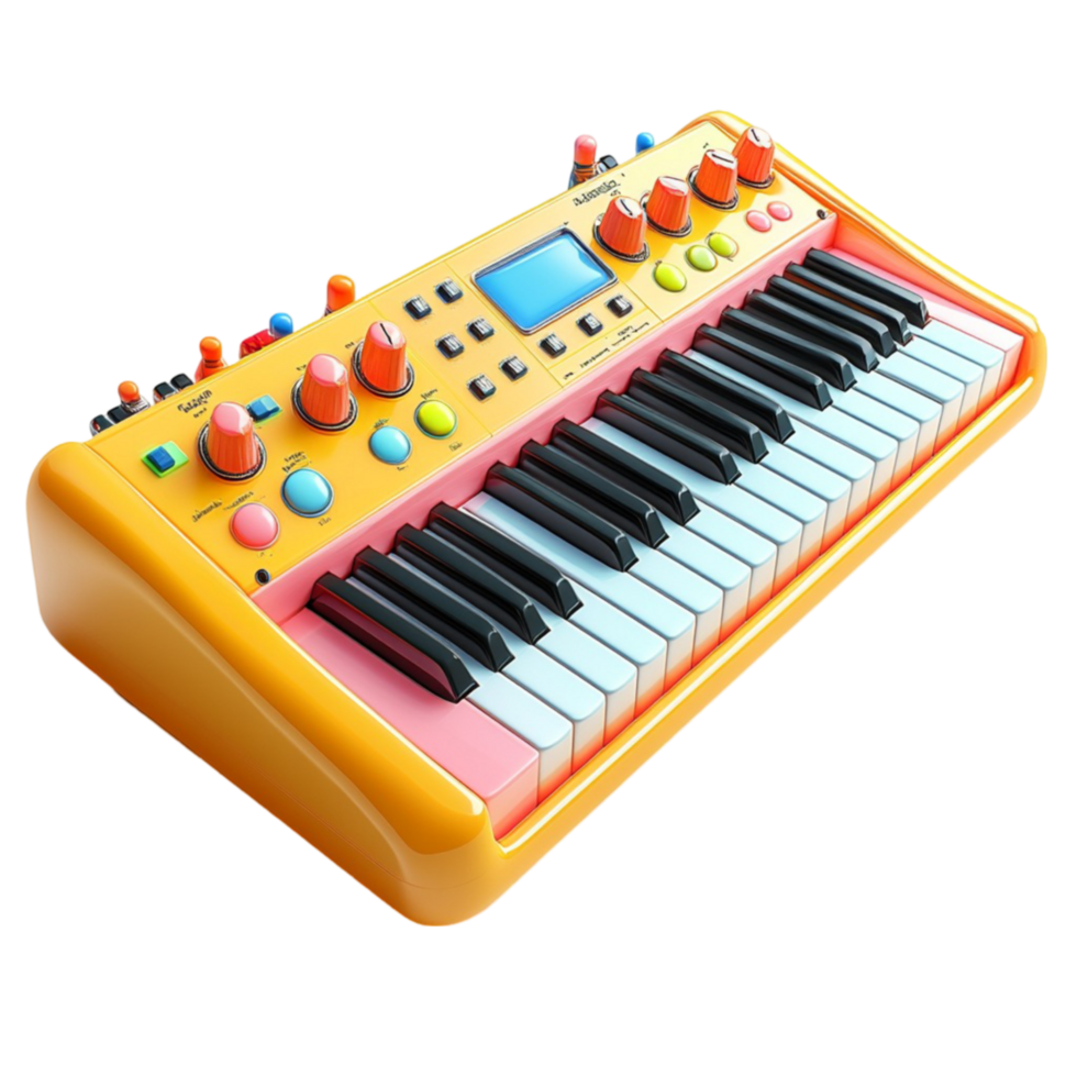 Electronic Keyboard with Colorful Keys png