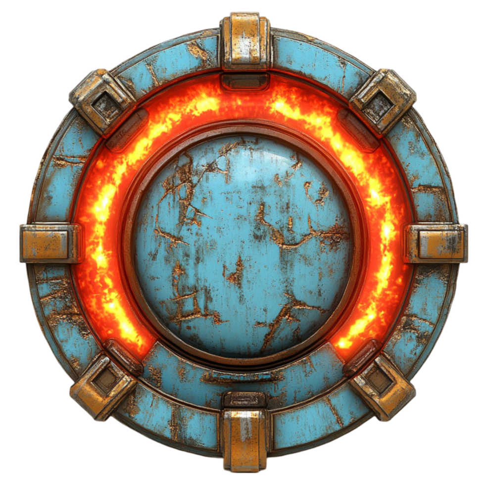 Orange Circular Button with Red Flame Center png