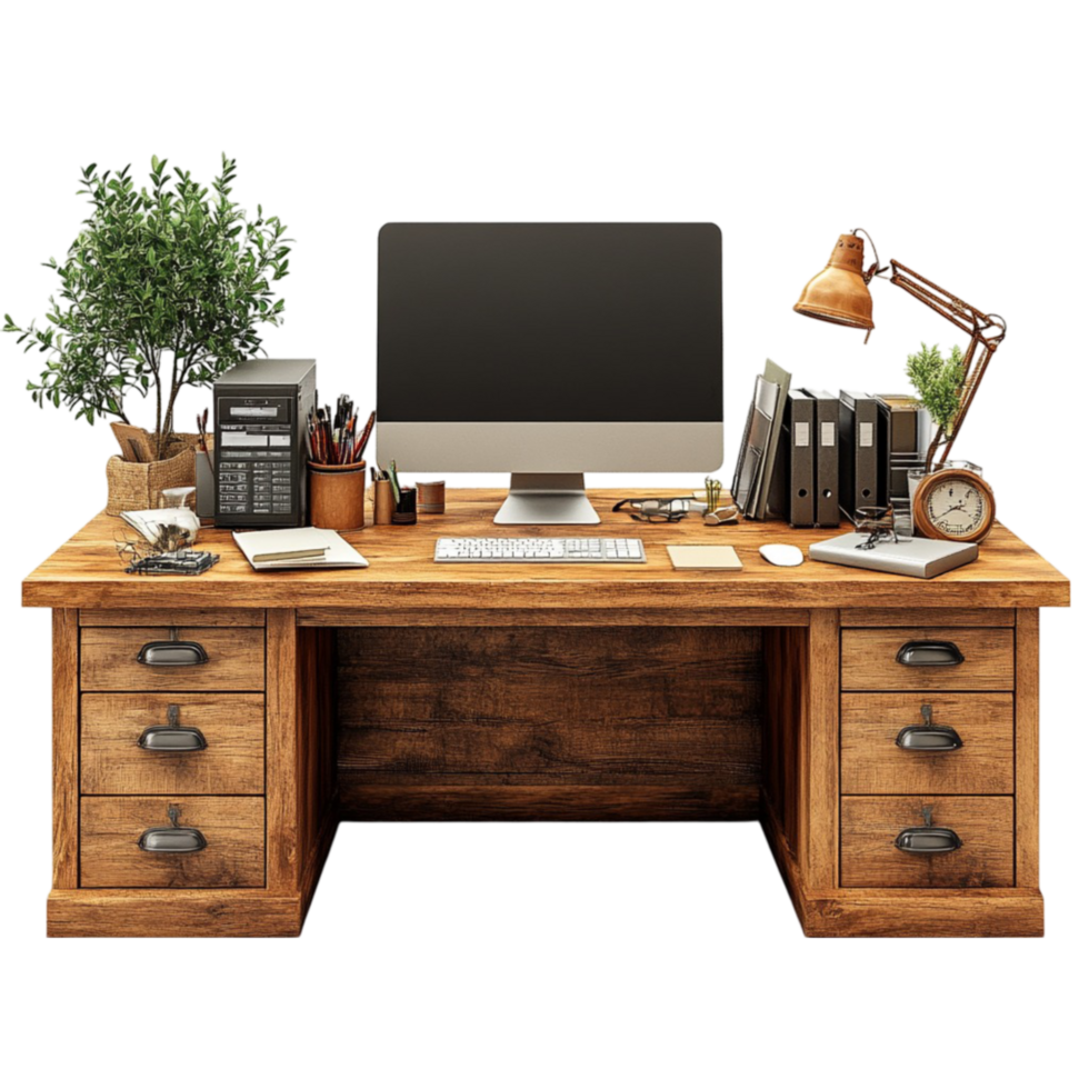 Modern Office Desk with Monitor png