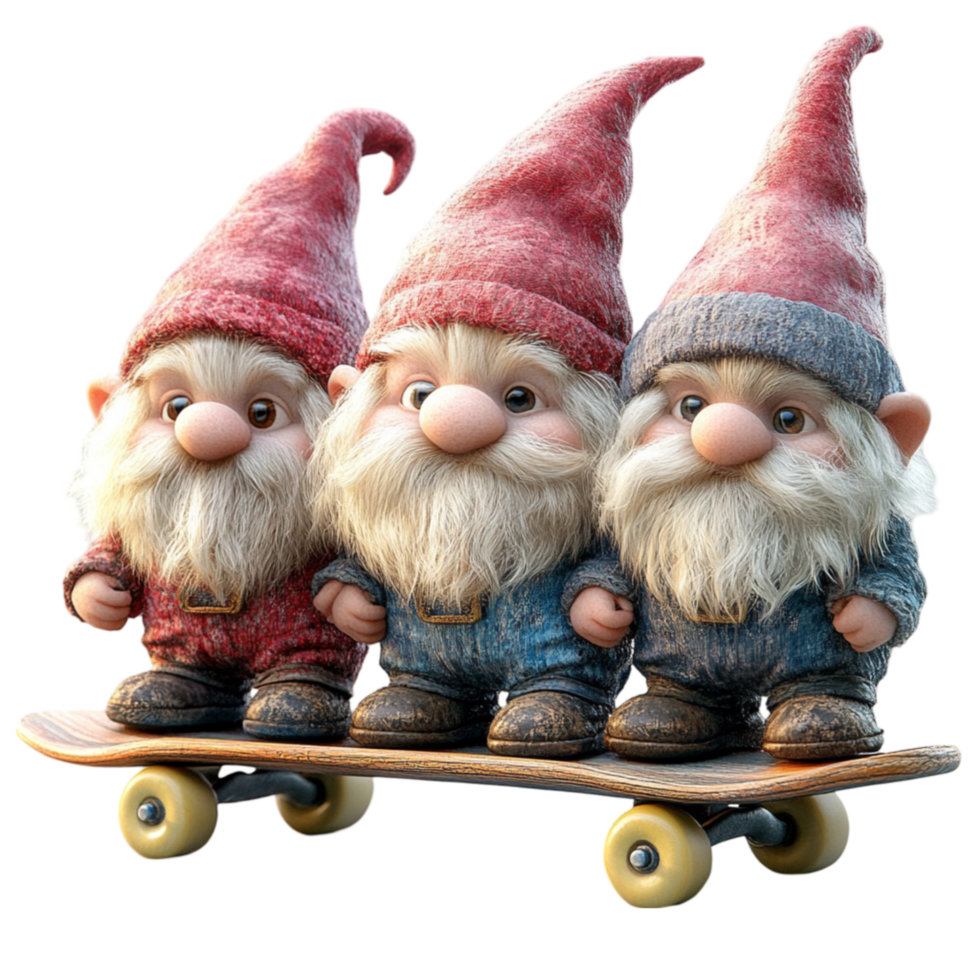 Gnomes Riding on Skateboard png