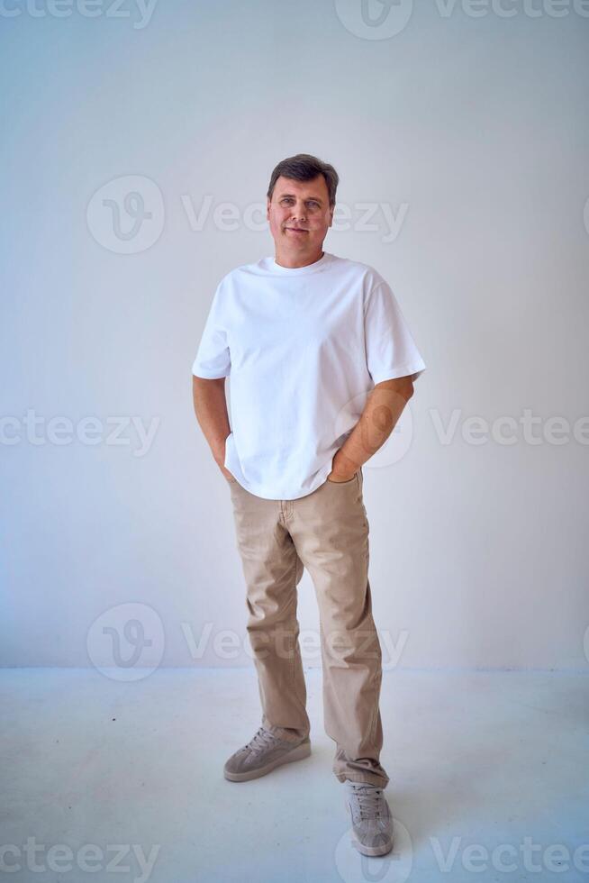 portrait of a middle-aged man on a white background photo