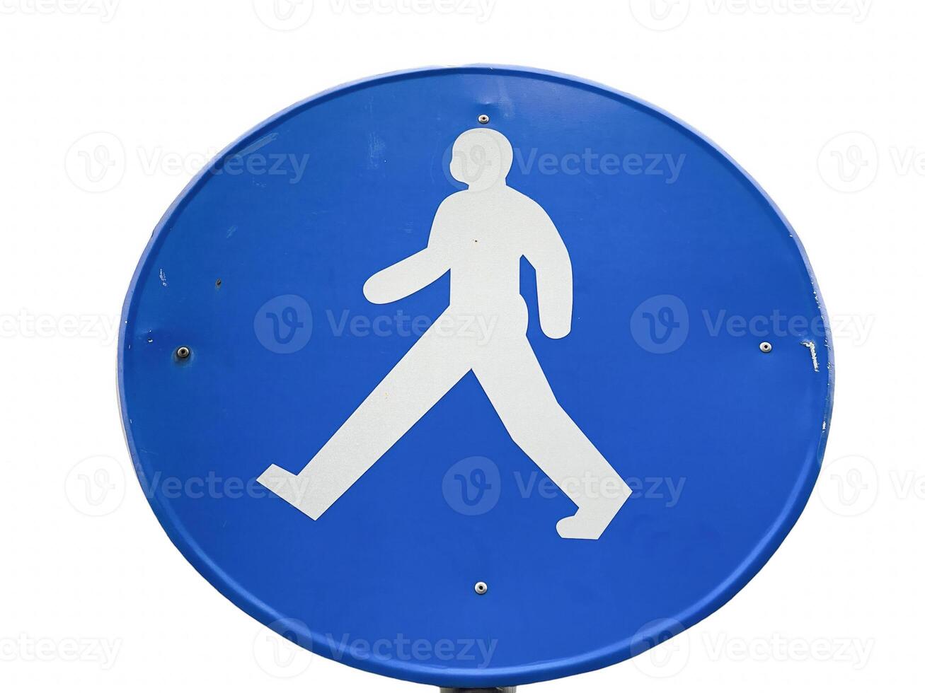 Footpath sign - road sign isolated on white background. photo