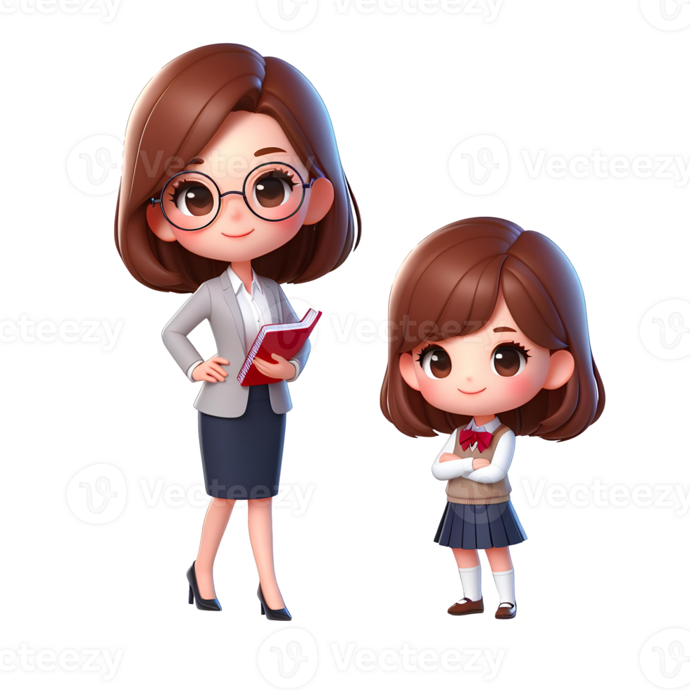 Girls cartoon character isolated on transparent background png