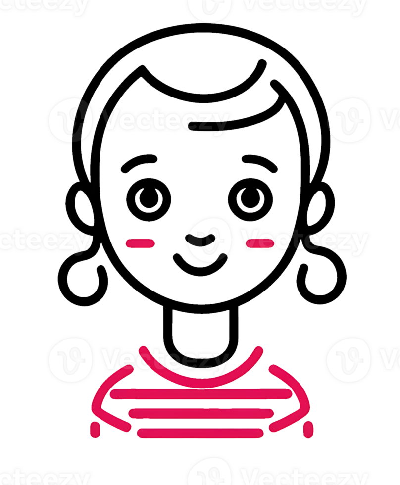 Girl avatar icon in a line style png