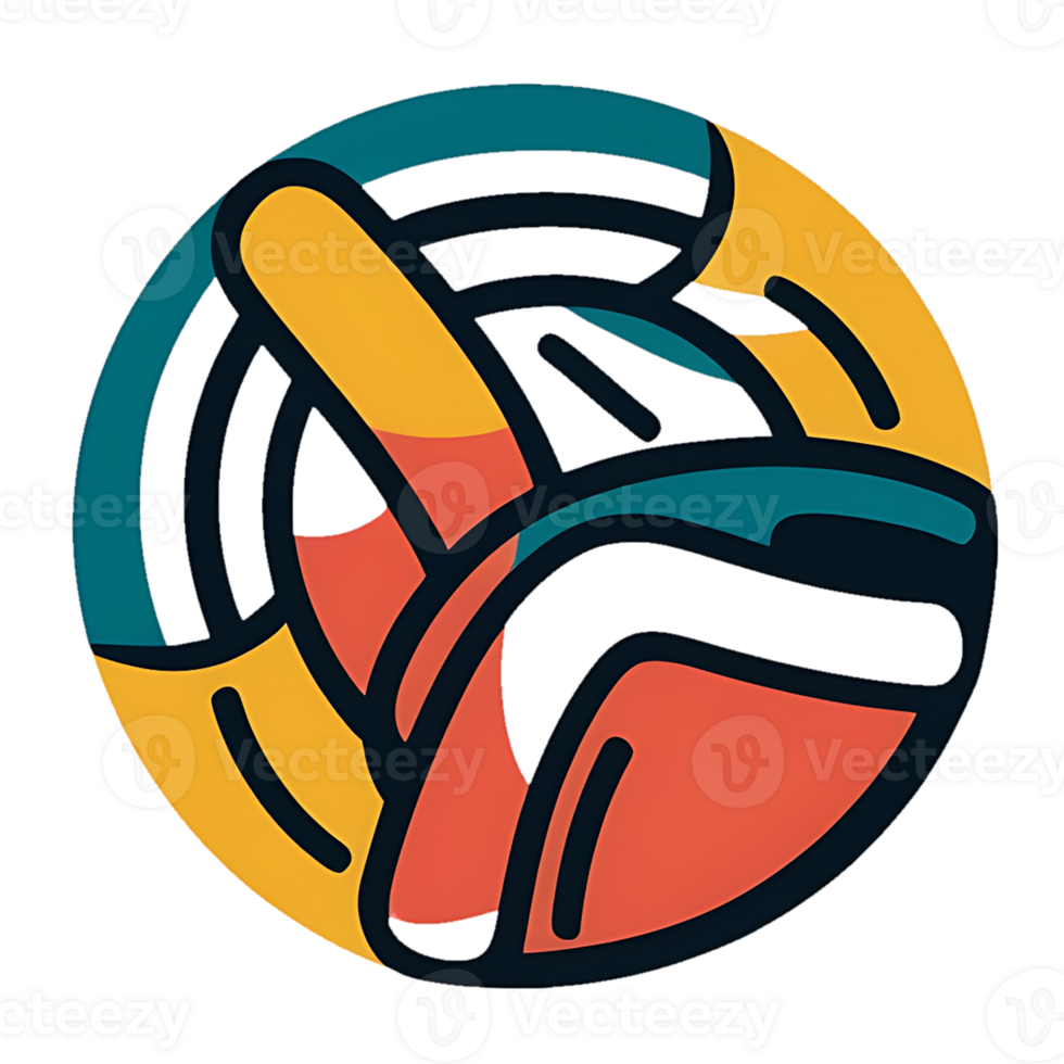colorful logo with a hand holding a ball png