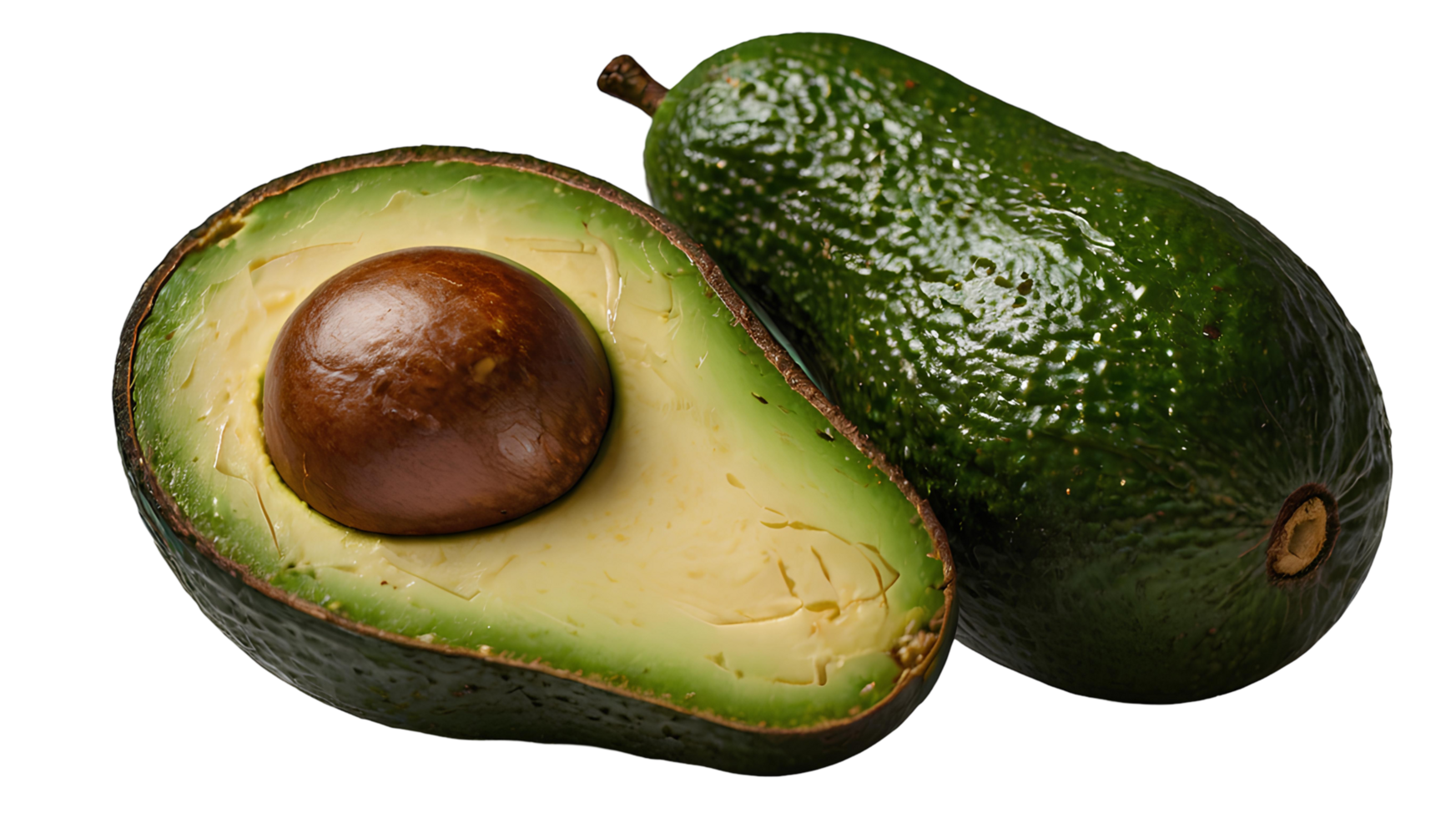 a fresh avocado, sliced open, with a bright green color png