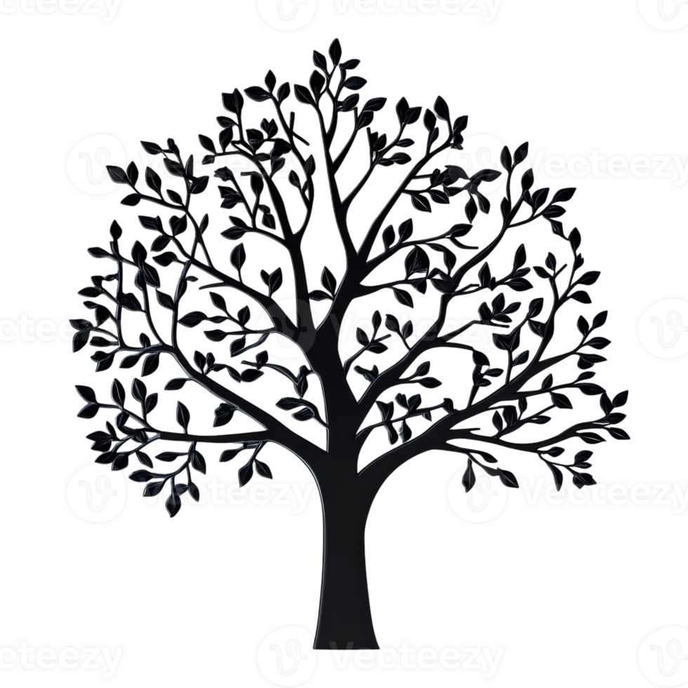 Dramatic Tree Silhouette Against Sunset Background on transparent background png