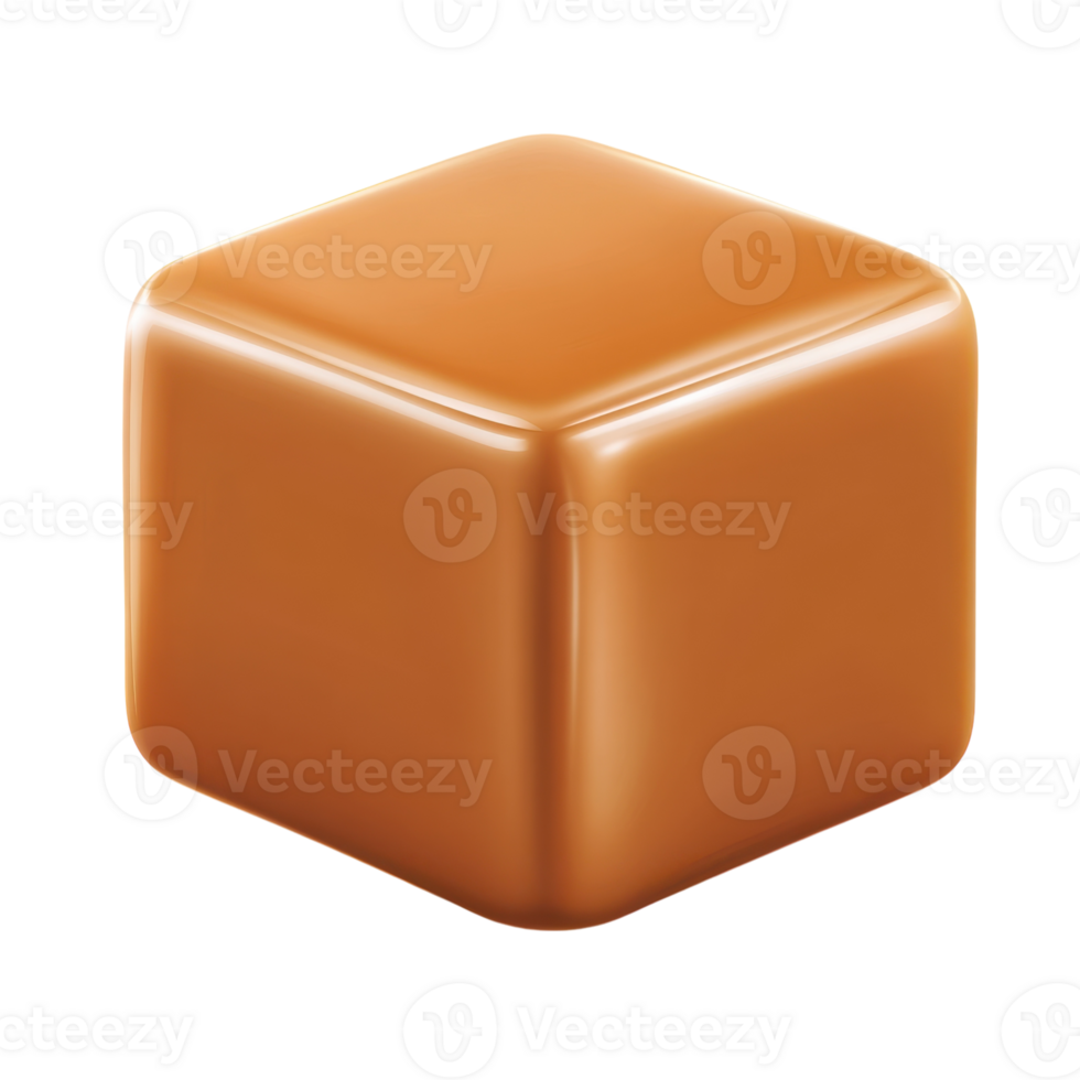 Sweet Caramel Candy Cube for Delicious Treats and Desserts on transparent background png