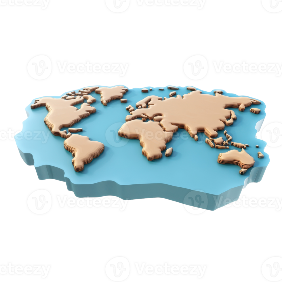 Stylized World Map Icon for Global Contexts on transparent background png