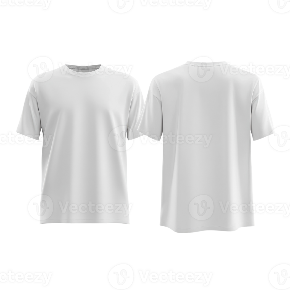 White Blank T-Shirt Mockup for Front and Back Designs on transparent background png