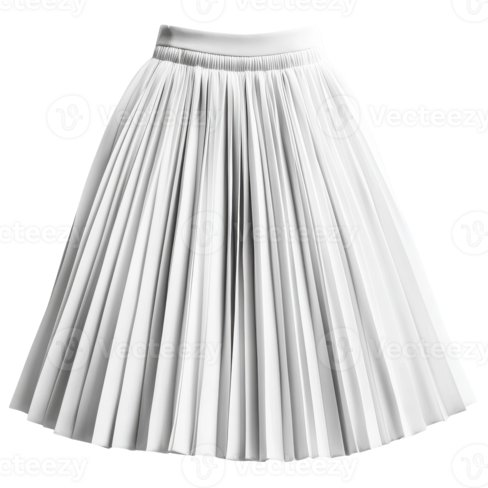 Elegant White Pleated Skirt Isolated for Fashion and Style Promotions on transparent background png