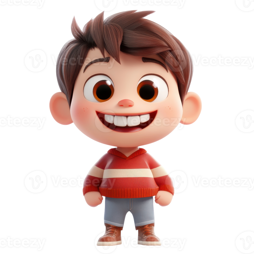 Happy Young Character with Big Smile for Marketing and Branding on transparent background png