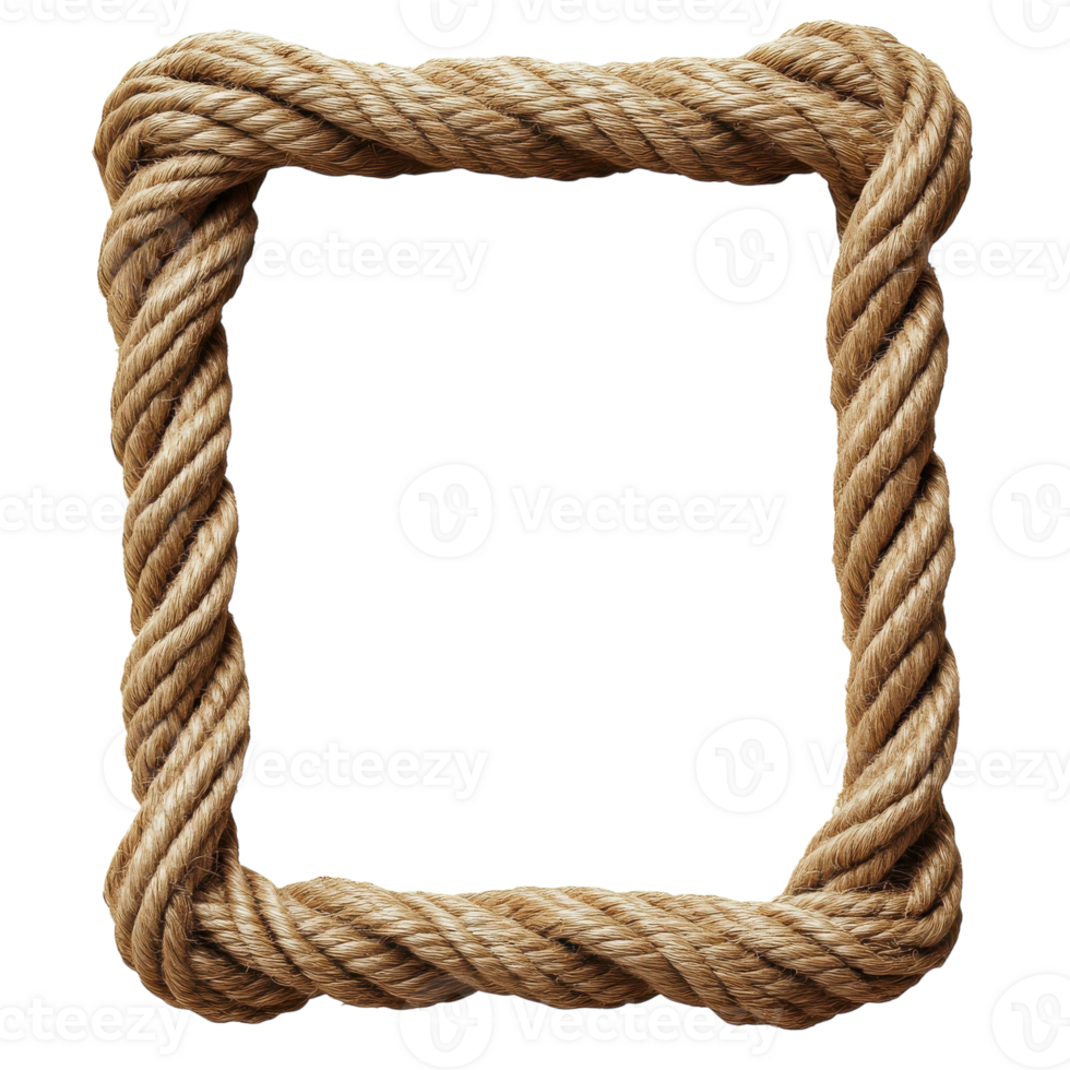 Rectangle Rope Frame for Decorative Use on transparent background png