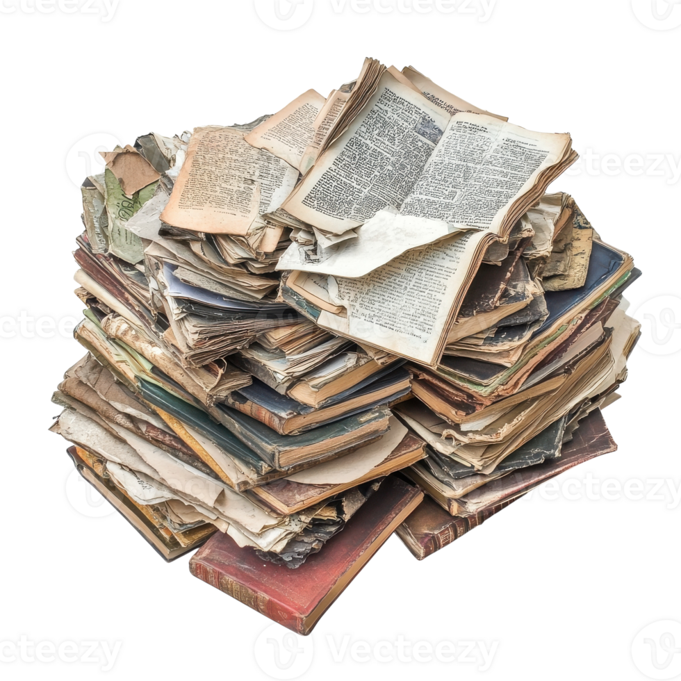 A Pile of Old Books for Cultural and Educational Use on transparent background png