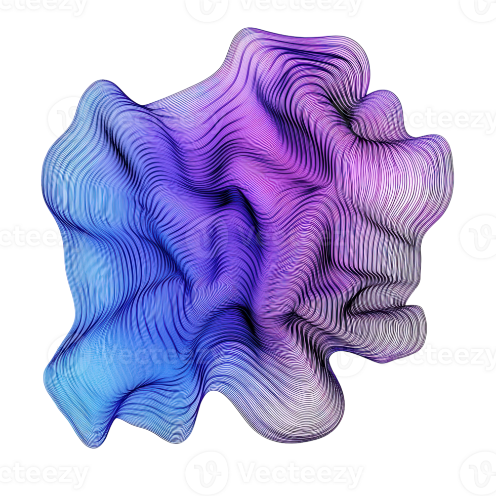 Abstract Wavy Lines with Purple Blue Gradient Background for Modern Designs on transparent background png