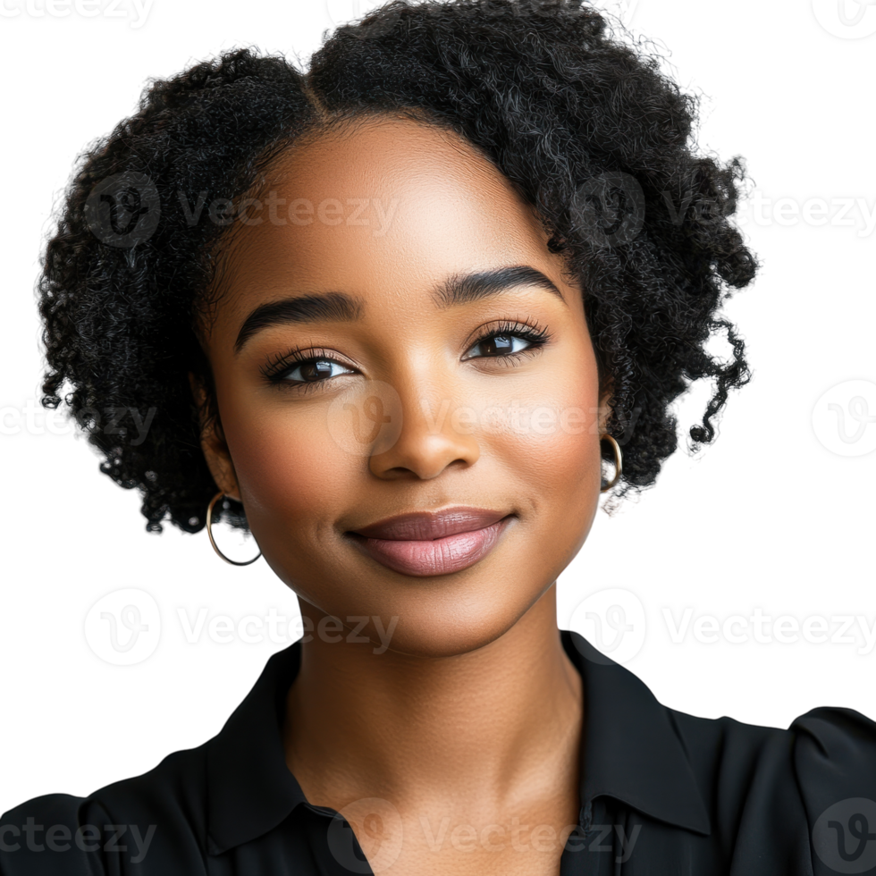 Portrait of African American Woman with Clean Healthy Skin on transparent background png