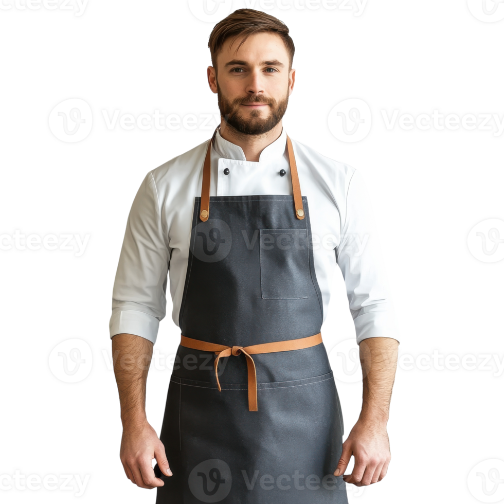 Stylish Chef Apron for Restaurant or Cafe on White Background on transparent background png