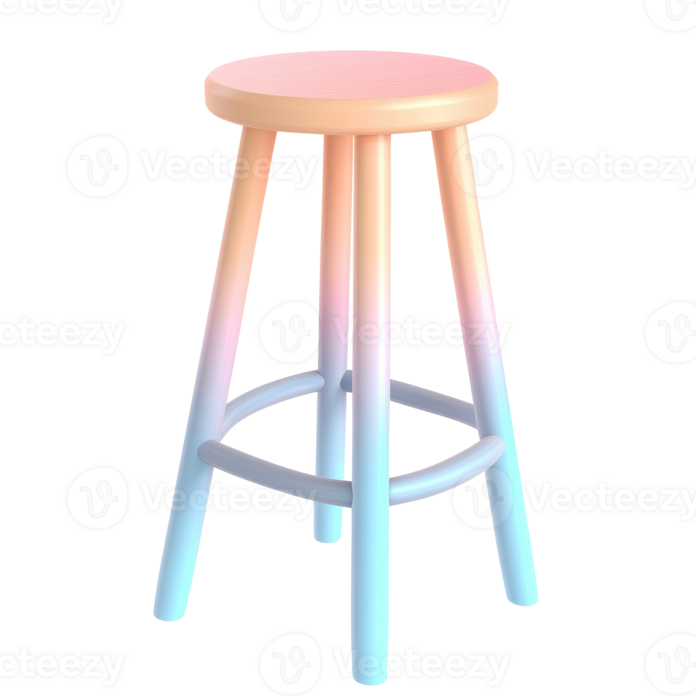 Stylish Bar Stool Icon in Pastel Colors for Modern Interior Design on transparent background png