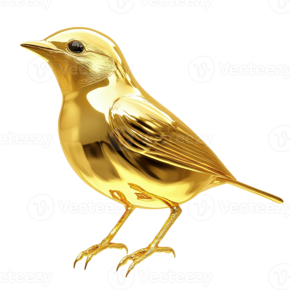 Golden Bird Sculpture Isolated for Decorative Purposes on transparent background png