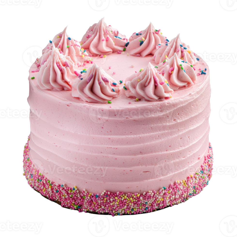 Delicious Birthday Cake with Pink Frosting for Celebrations on transparent background png