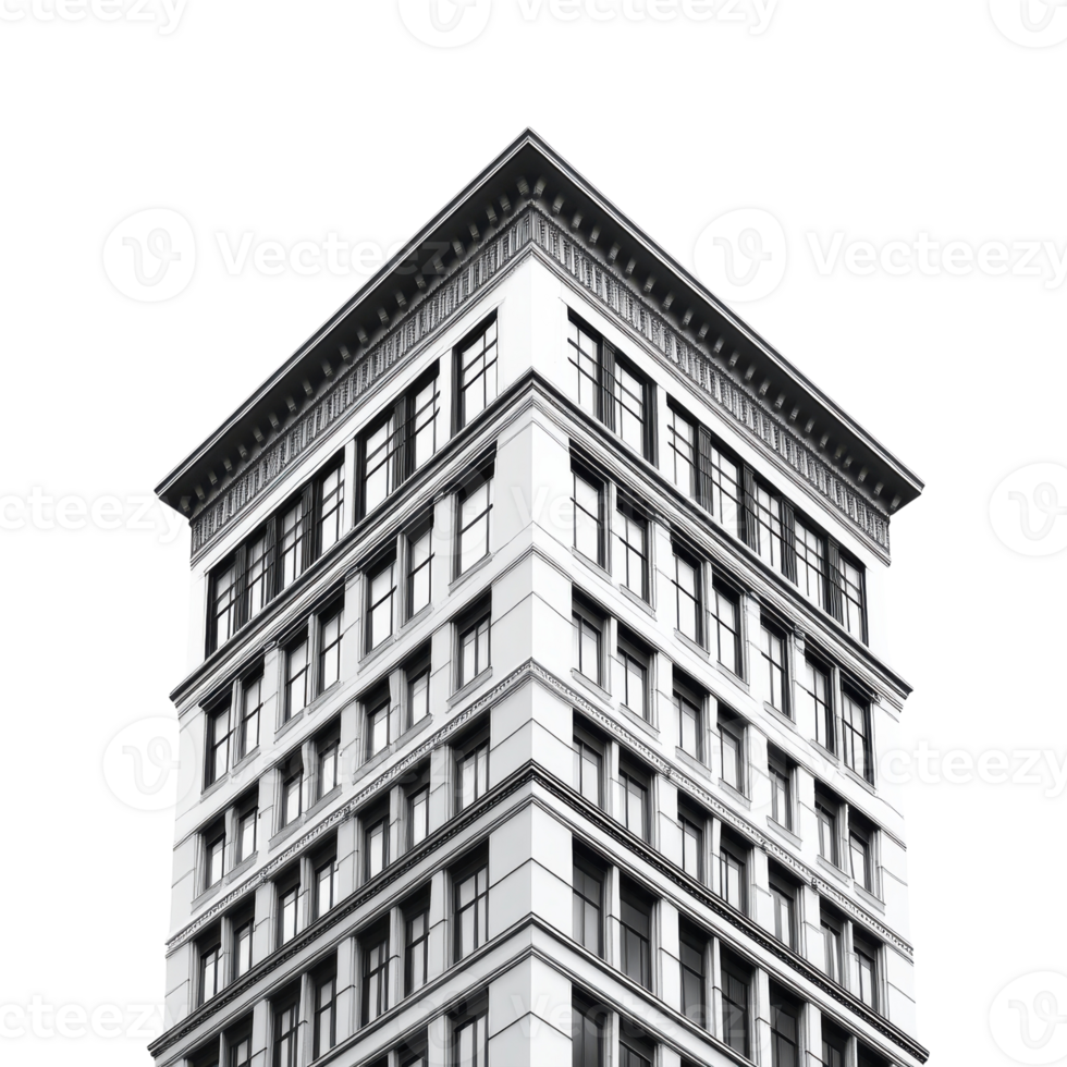 Black and White Building Isolated on White Background for Architectural Use on transparent background png