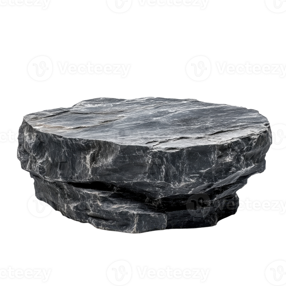 Elegant Black Flat Rock Piece for Modern Podiums or Display on transparent background png