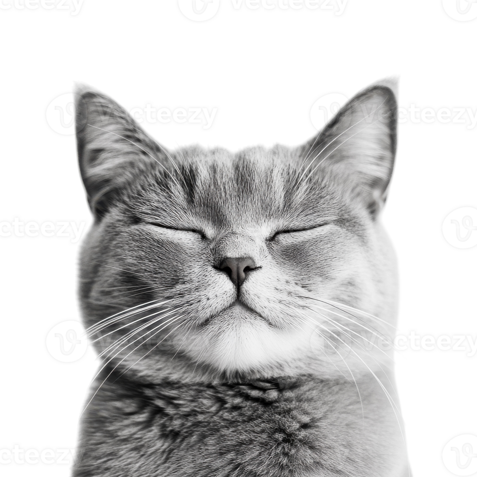 Peaceful Cat Resting with Closed Eyes on transparent background png