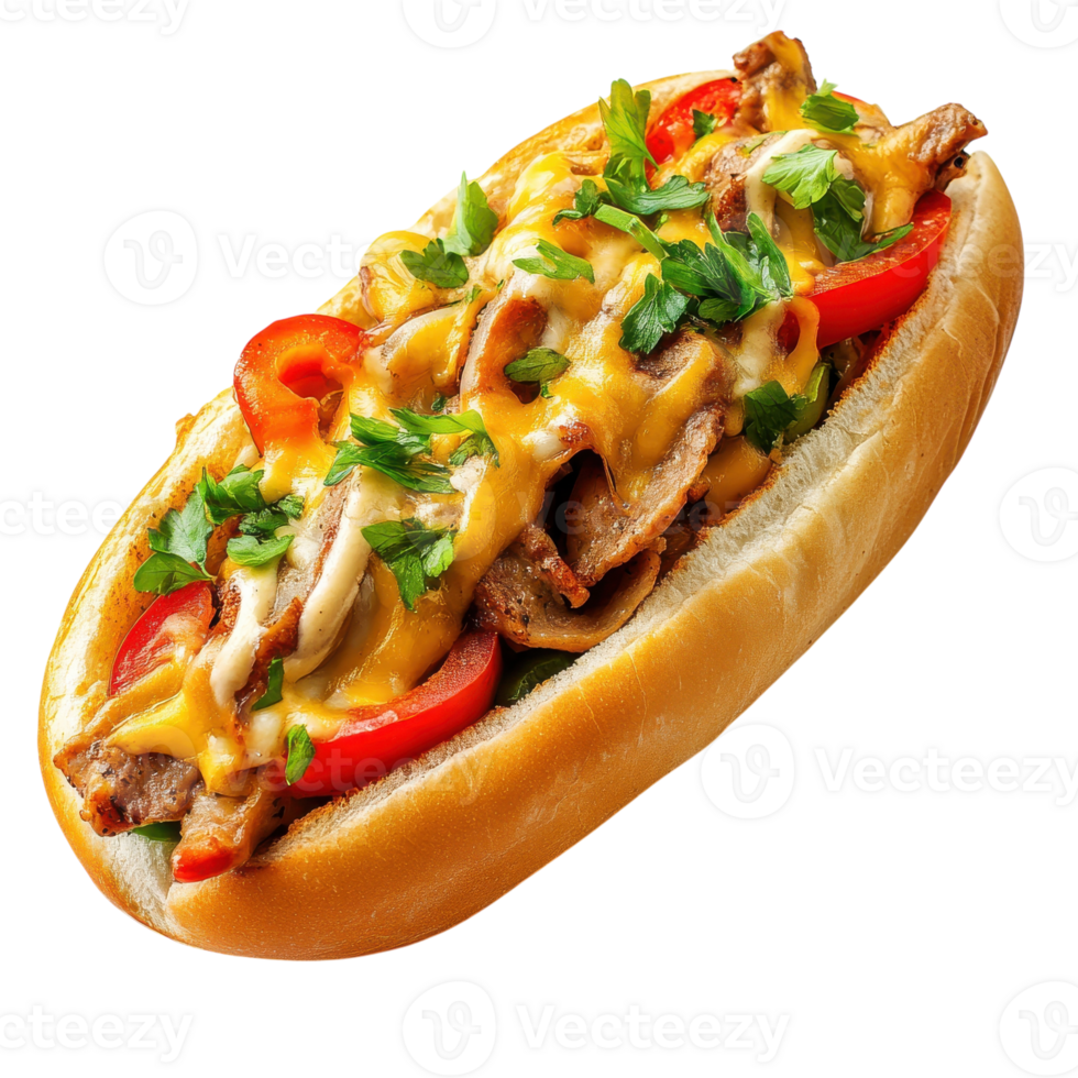 Delicious Cheesesteak Sandwich Isolated for Culinary Applications on transparent background png