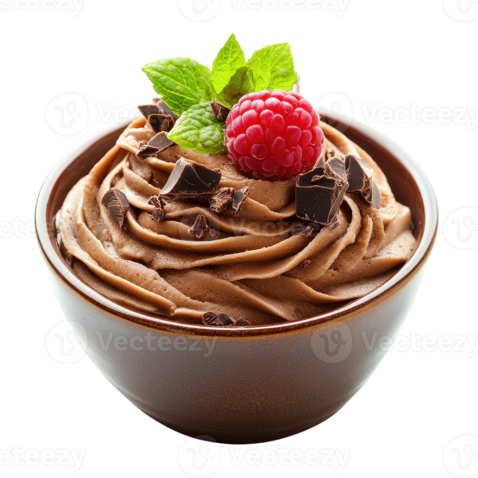 Delicious Chocolate Mousse in a Bowl for Dessert Decor on transparent background png