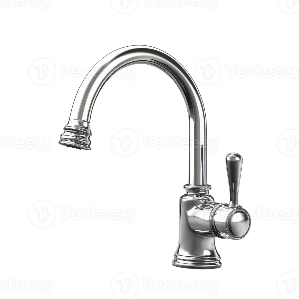 Chrome Kitchen Sink Faucet Isolated on White Background for Catalog Use on transparent background png
