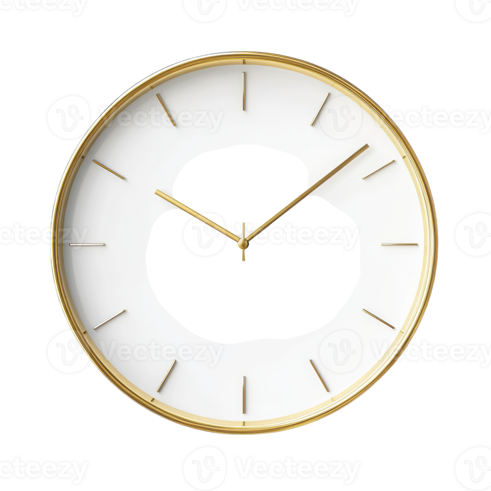 Classic Round Kitchen Clock Isolated on White Background for Home Decor on transparent background png