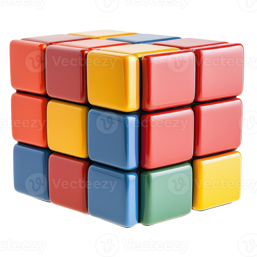 Cluster of Interlocking Cubes for Modern Design Visuals on transparent background png