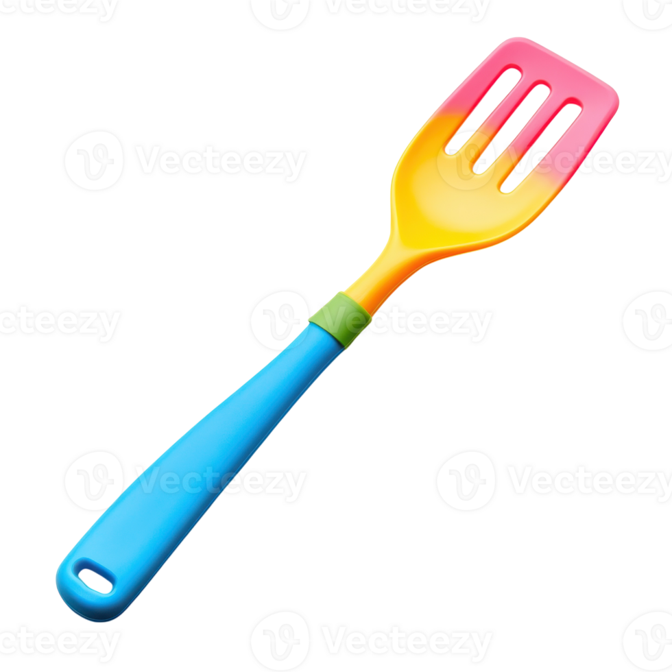 Colorful Plastic Kitchen Spatula for Cooking and Baking on transparent background png