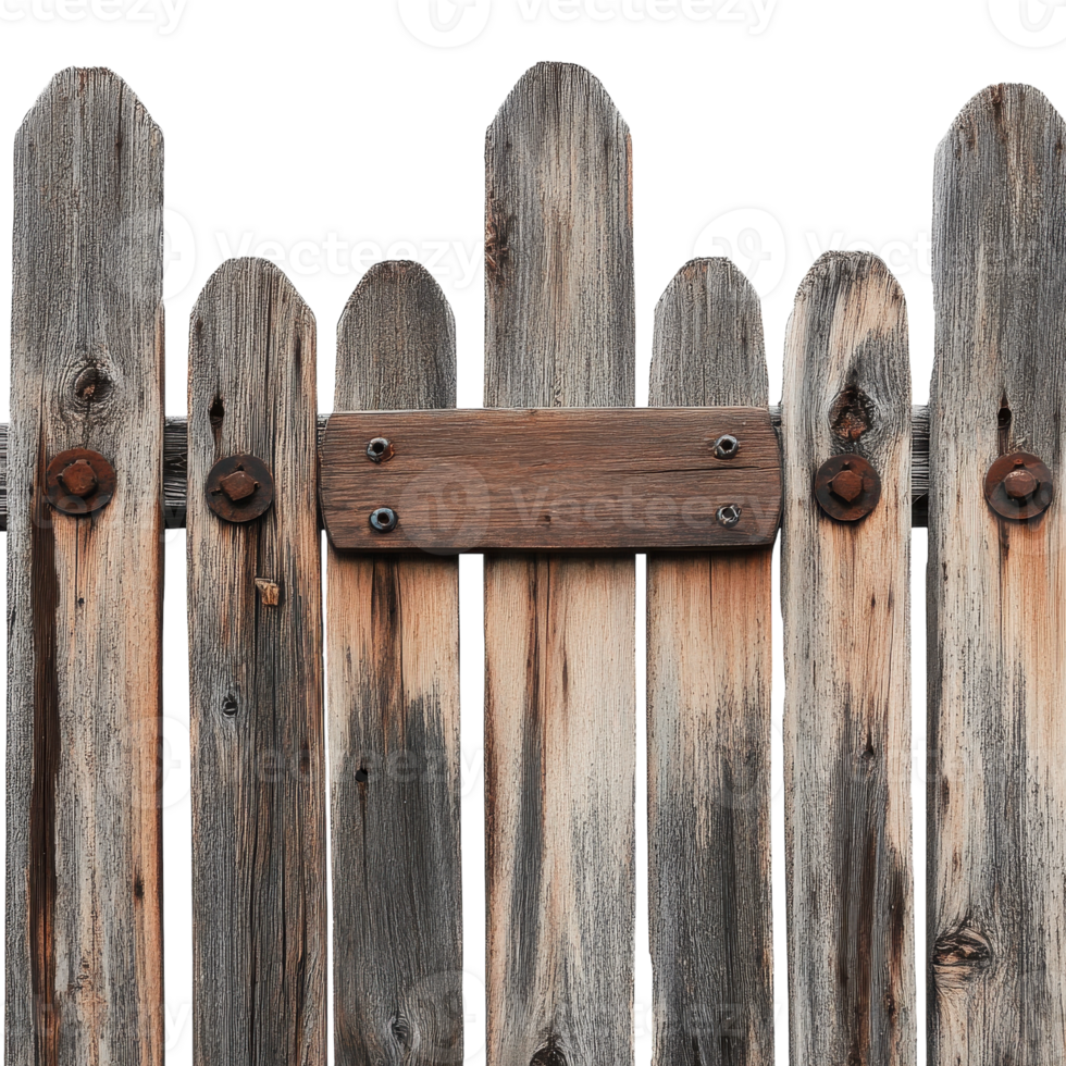 Close Up View of a Rustic Wooden Garden Fence for Landscaping Projects on transparent background png