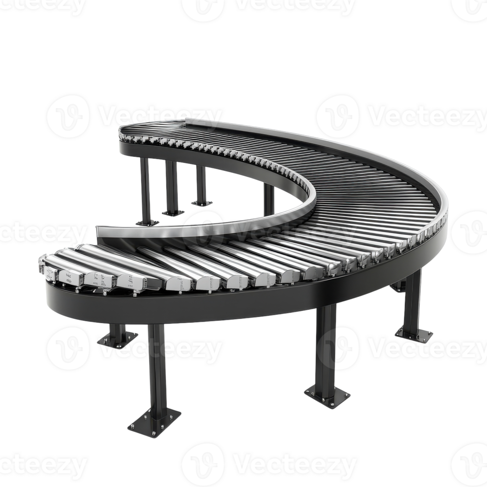 Conveyor Belt in Industrial Setting for Efficient Material Handling on transparent background png
