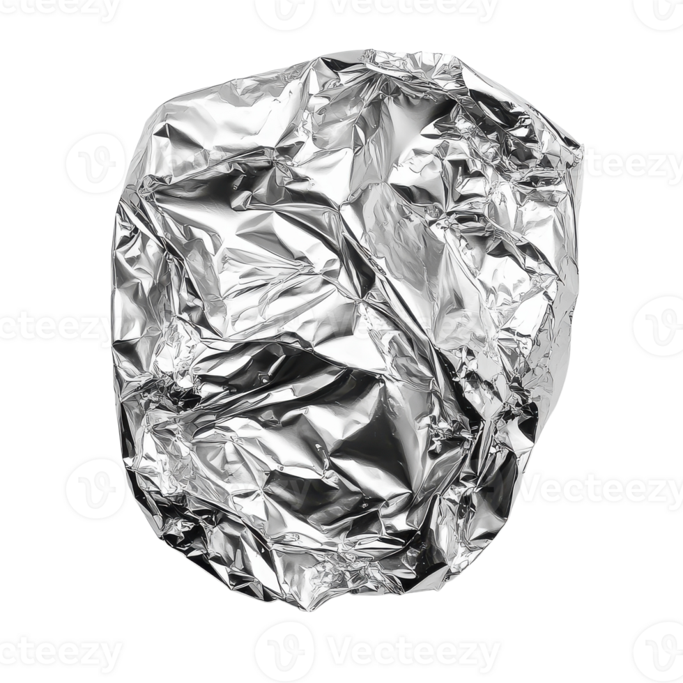 Textured Crumpled Aluminum Foil for Creative Projects on transparent background png