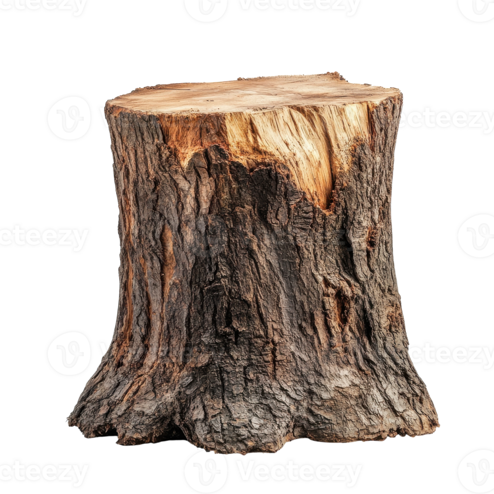 Close-Up View of a Cut Tree Stump Suitable for Nature and Environmental Projects on transparent background png
