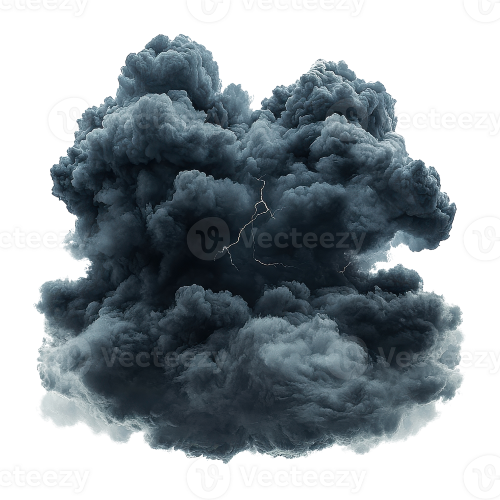 Dark Storm Clouds with Lightning for Weather Illustrations on transparent background png