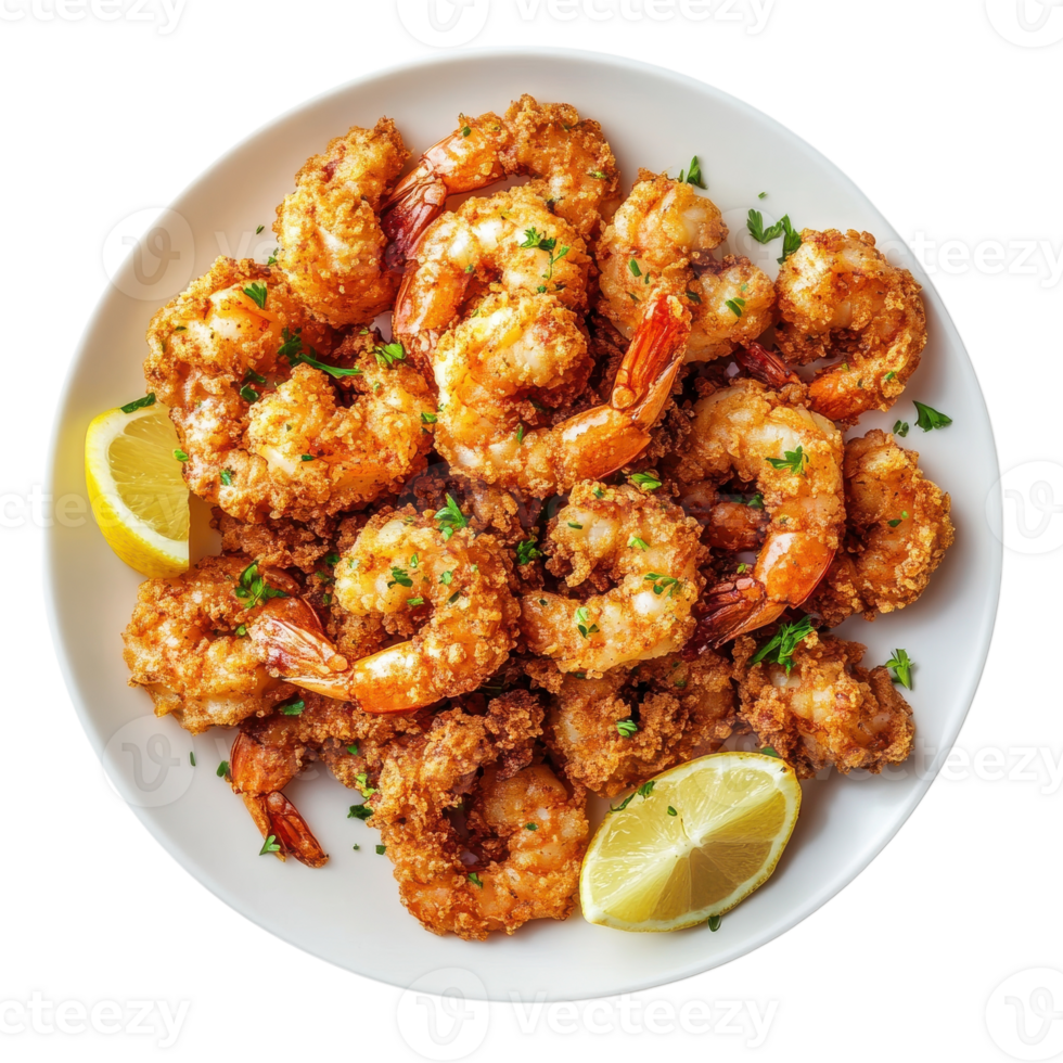 Delicious Fried Shrimp Served on a Plate for Culinary Delight on transparent background png