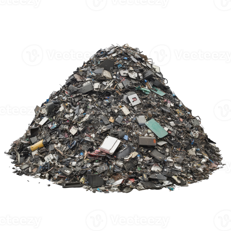 E-Waste Recycling Heap Isolated on White Background on transparent background png