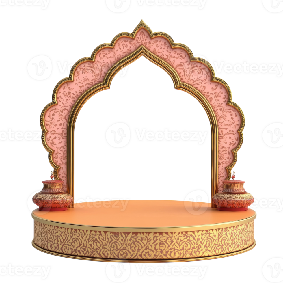 Empty Round Podium Stage Scene for Indian Diwali Celebration on transparent background png