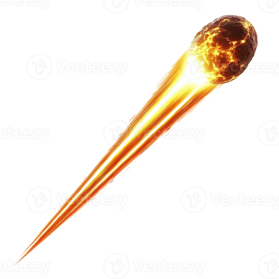 Flaming Meteor with Glowing Molten Tail for Astronomy and Space Enthusiasts on transparent background png